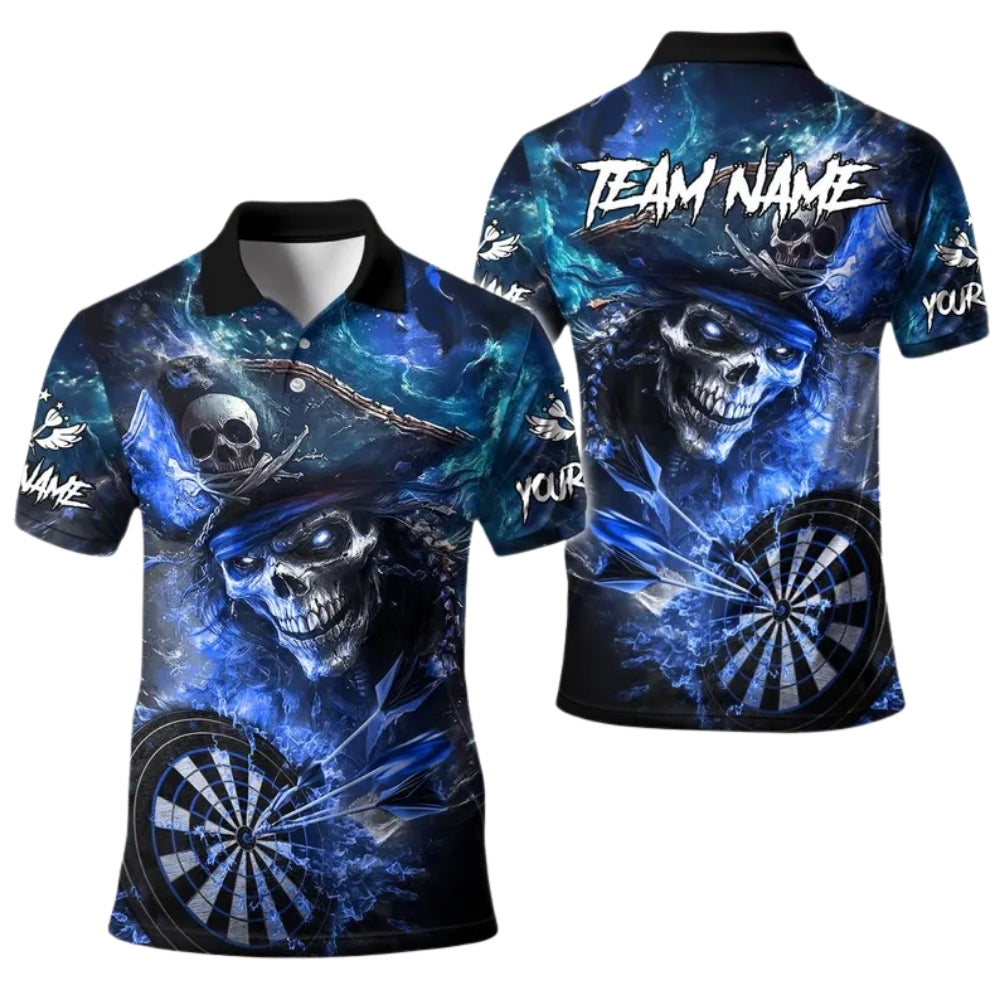 Custom Pirate Skull Dart Polo Shirt Men, Custom Skull Dart Team Shirts DE0007