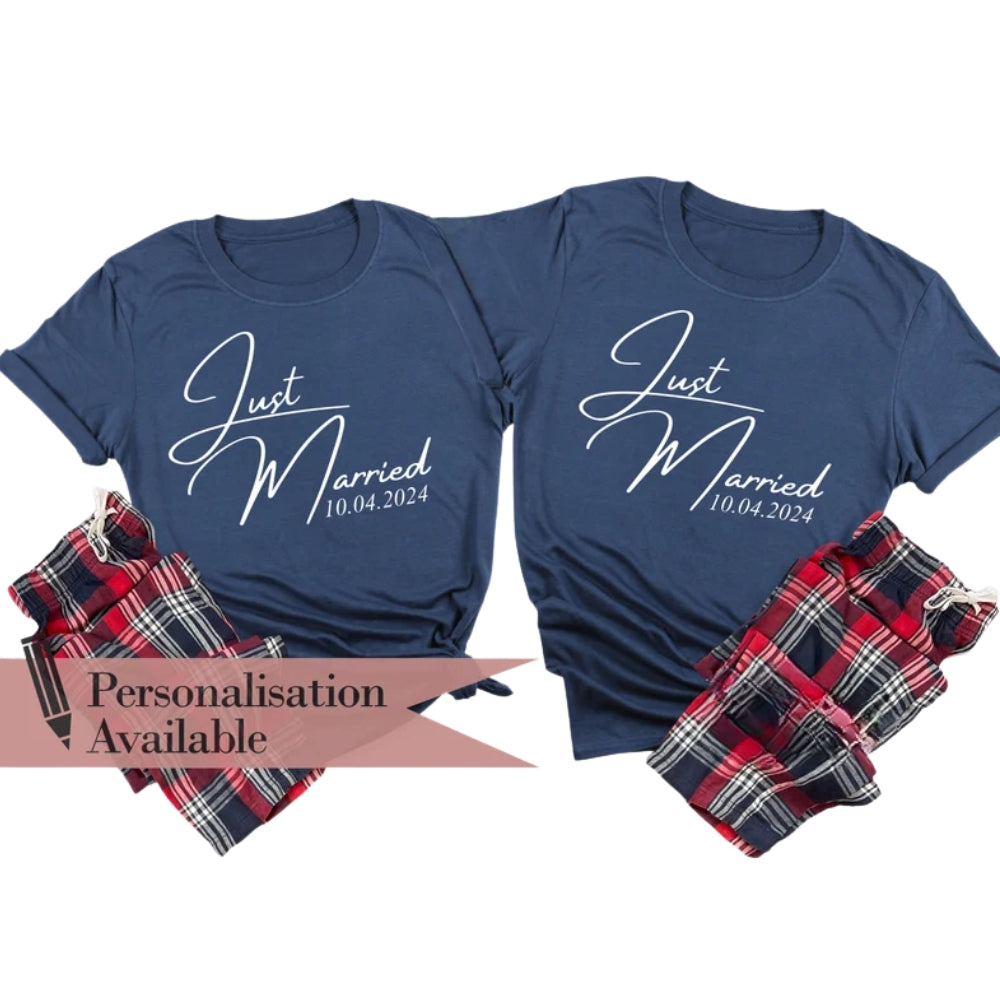 Just Married Custom Date Couple Matching T Shirts, Custom His And Her Wedding Matching Shirts ET0815