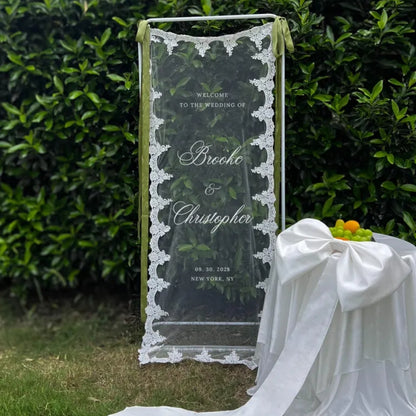 Personalized Wedding Lace Welcome Sign, Custom Lace Welcome Banner For Wedding WD0233