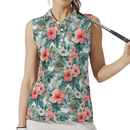 Hibiscus Matching Golf Shirt For Men And Women, Floral Tropical Matching Couple Golf Shirts GE0548