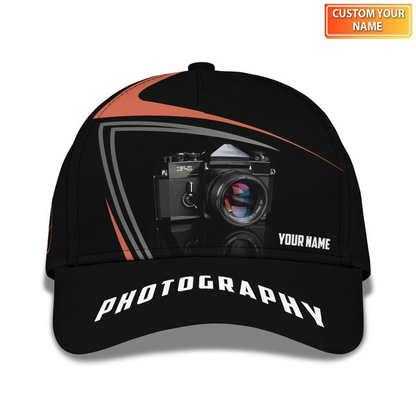 Photographer Cap Personalized Name 3D Photography, Videography Cap CA0063