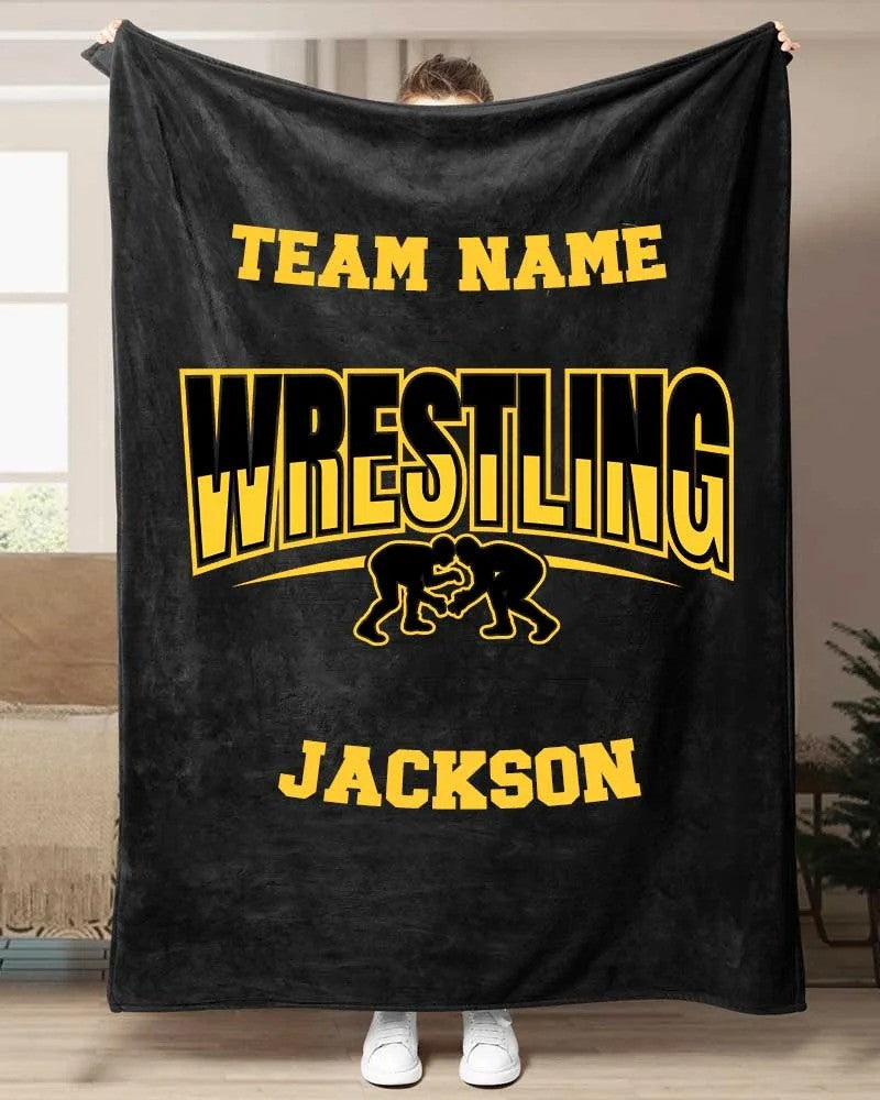Personalized Wrestling Blanket for Men, Husband and Son, Wrestling Throw Blanket BD0026