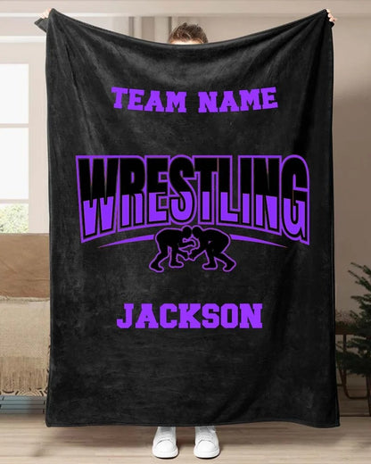 Personalized Wrestling Blanket for Men, Husband and Son, Wrestling Throw Blanket BD0026