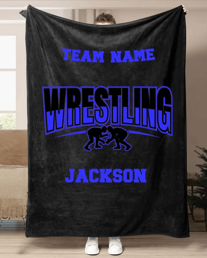 Personalized Wrestling Blanket for Men, Husband and Son, Wrestling Throw Blanket BD0026