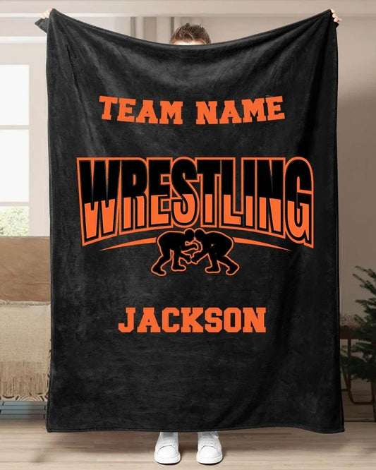 Personalized Wrestling Blanket for Men, Husband and Son, Wrestling Throw Blanket BD0026