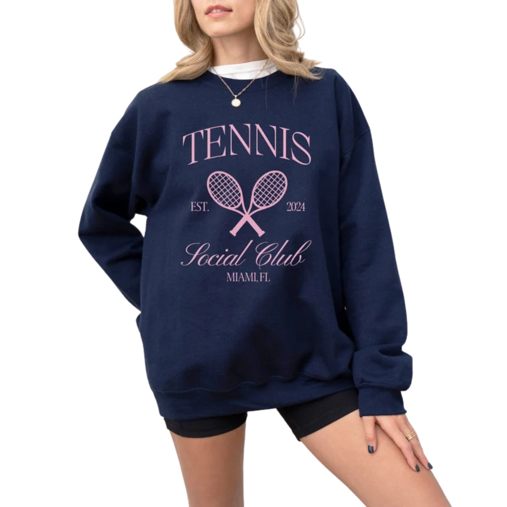 Custom Social Club Tennis Sweatshirt, Custom Tennis Sweatshirt 2D0596