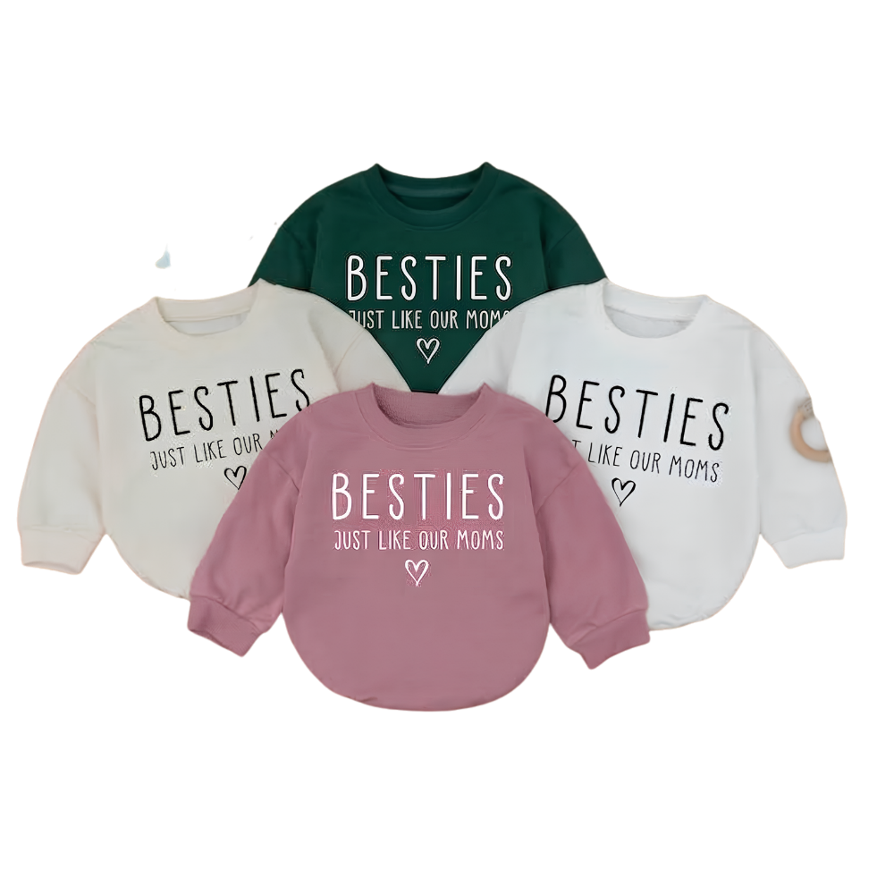 Besties Just Like Our Moms Baby Romper Sweater, Best Friend Baby Romper Sweatshirt BB0284