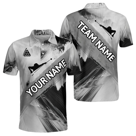 Custom Grey Billiard Team Polo Shirts For Men, Custom Pool Billiard Shirts BIZ0192