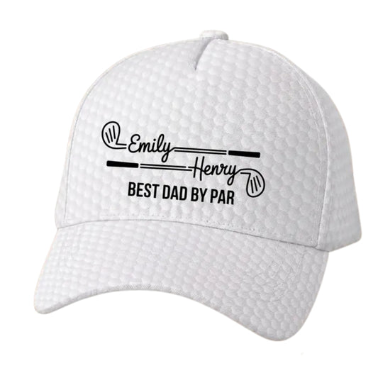Best Dad By Par Custom Dad Nickname Golf Baseball With Kid Names, Custom Father's Day Golf Cap Hats CP0490
