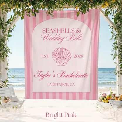 Seashells And Wedding Bells Custom Bachelorette Banner, Custom Beach Bachelorette Banner WD0420