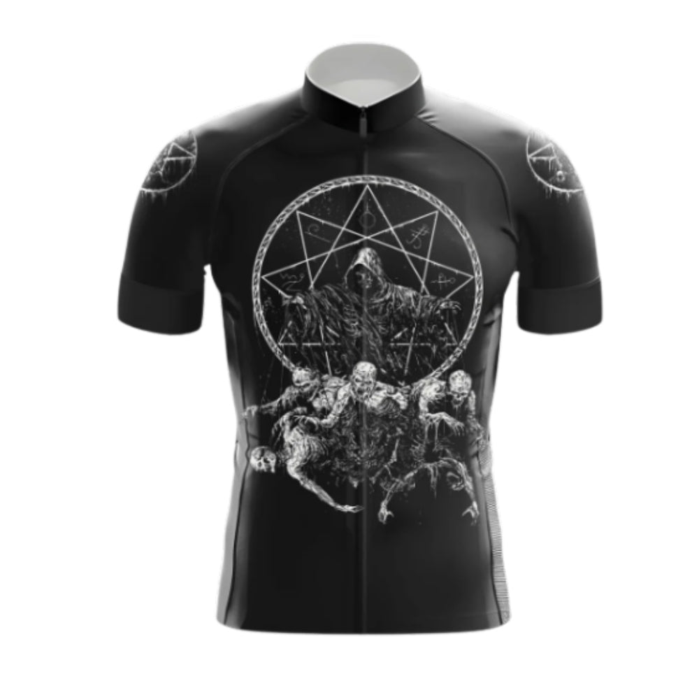 Skeleton Black Cycling Short Sleeve Jersey For Men, Skull Cycling Jerseys CG0661