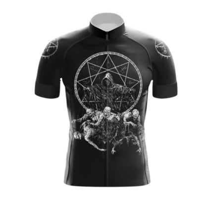 Skeleton Black Cycling Short Sleeve Jersey For Men, Skull Cycling Jerseys CG0661