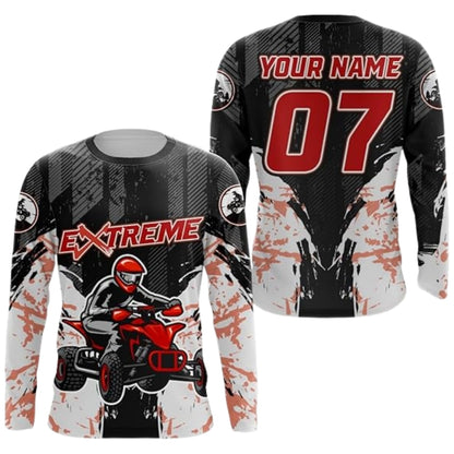 Custom ATV Racing Long Sleeve Jersey For Men Black Orange, Personalized ATV Dirt Bike Shirts MZ0082