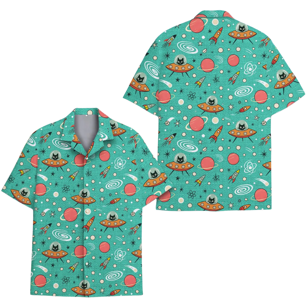 Cat Space Hawaiian Shirt For Men And Women, Space Hawaiian Shirts For Cat Lover HE0298