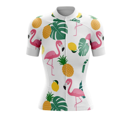 Tropical Flamingo Cycling Short Sleeve Jersey Women, Flamingo Cycling Jerseys For Ladies CZ0092
