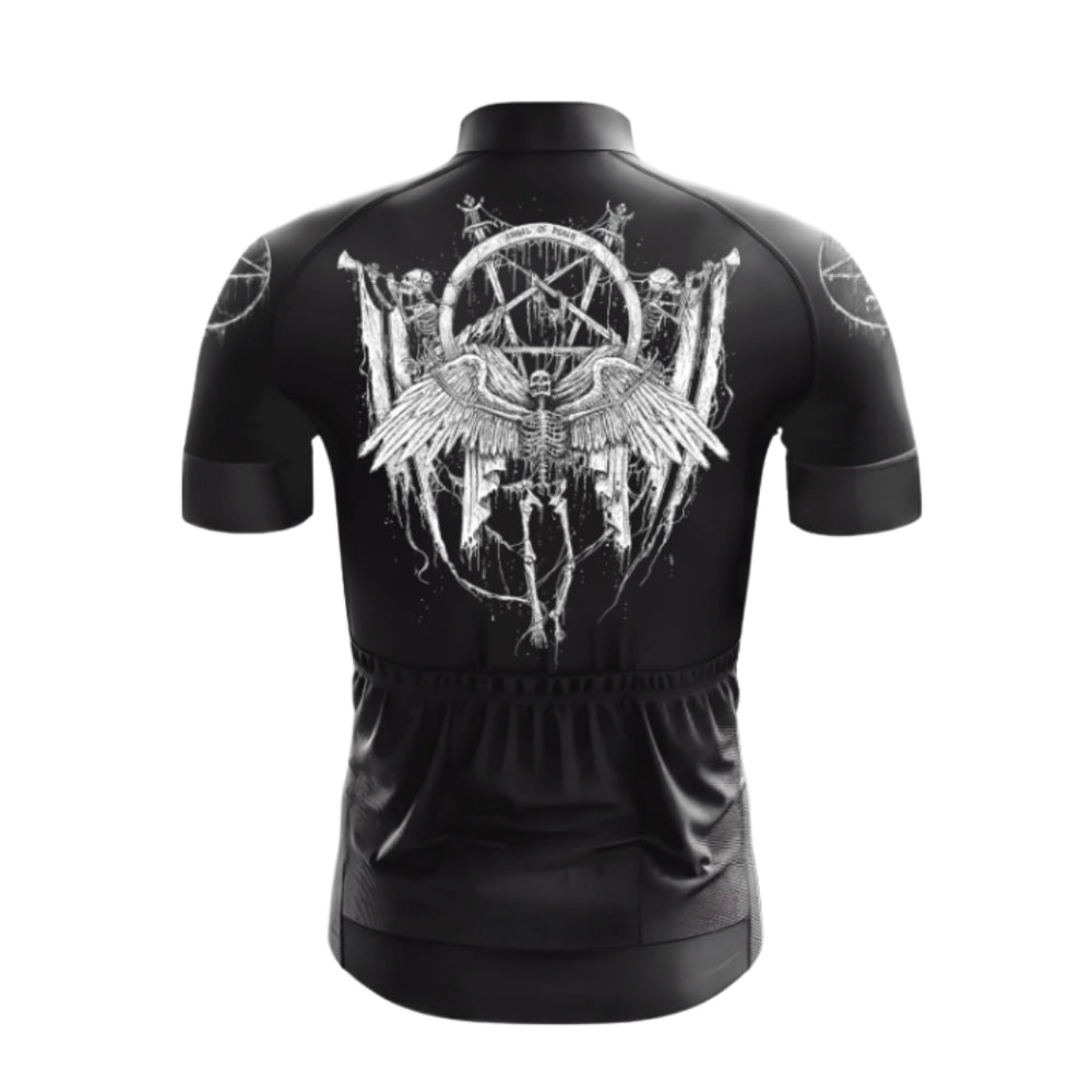 Skeleton Black Cycling Short Sleeve Jersey For Men, Skull Cycling Jerseys CG0661