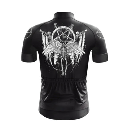 Skeleton Black Cycling Short Sleeve Jersey For Men, Skull Cycling Jerseys CG0661