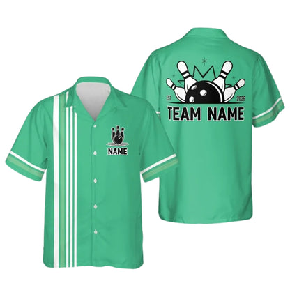 Custom Retro Navy Hawaiian Bowling Shirt With Year For Men Women, Custom Retro Bowling Team Shirts BE0135