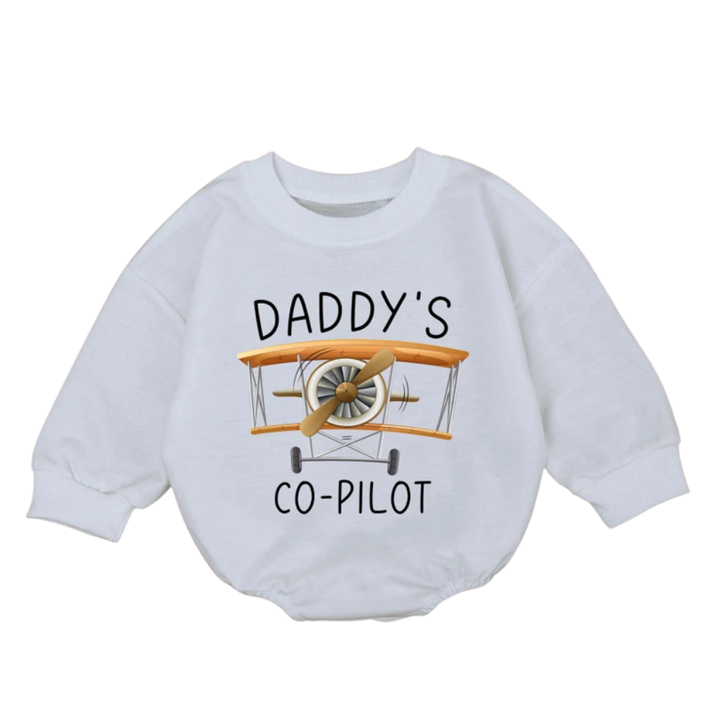 Daddy's Co-Pilot Baby Romper Sweatshirt, Baby Pilot Romper Sweatshirt BB0559