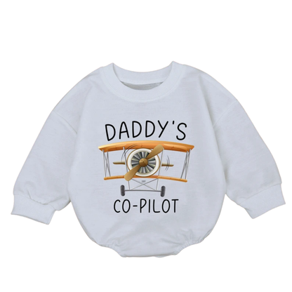 Daddy's Co-Pilot Baby Romper Sweatshirt, Baby Pilot Romper Sweatshirt BB0559
