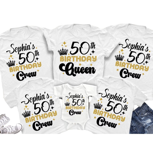 50th Birthday Queen Personalized Matching Family T Shirts, Custom 50th Birthday Matching Shirts For Family ET0410
