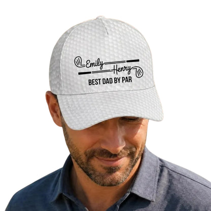 Best Dad By Par Custom Dad Nickname Golf Baseball With Kid Names, Custom Father's Day Golf Cap Hats CP0490