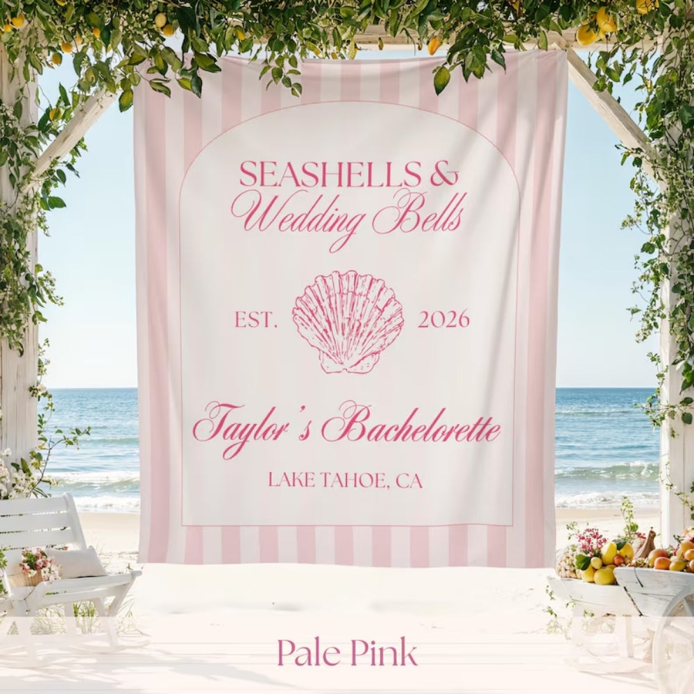 Seashells And Wedding Bells Custom Bachelorette Banner, Custom Beach Bachelorette Banner WD0420
