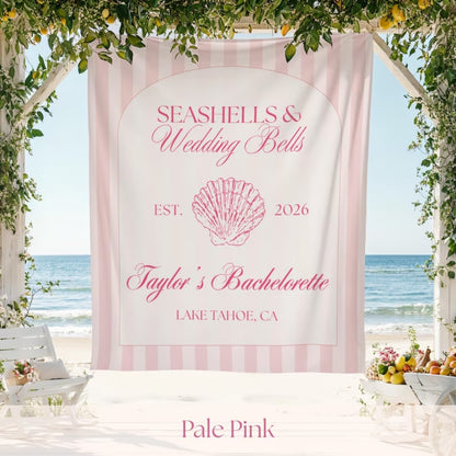 Seashells And Wedding Bells Custom Bachelorette Banner, Custom Beach Bachelorette Banner WD0420