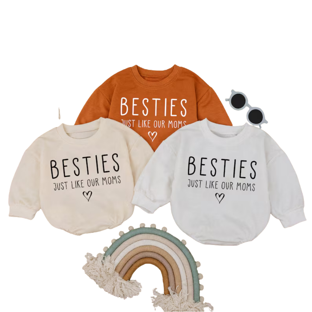 Besties Just Like Our Moms Baby Romper Sweater, Best Friend Baby Romper Sweatshirt BB0284