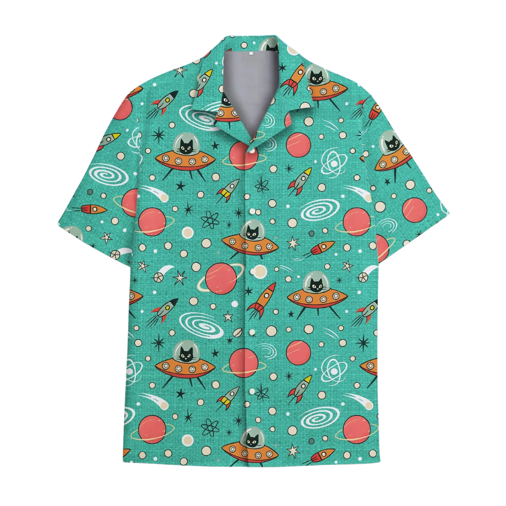Cat Space Hawaiian Shirt For Men And Women, Space Hawaiian Shirts For Cat Lover HE0298