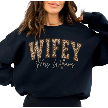 Custom Wifey Sweatshirt Leopard Print, Custom Future Mrs Engagemnet Sweatshirt 2D0260