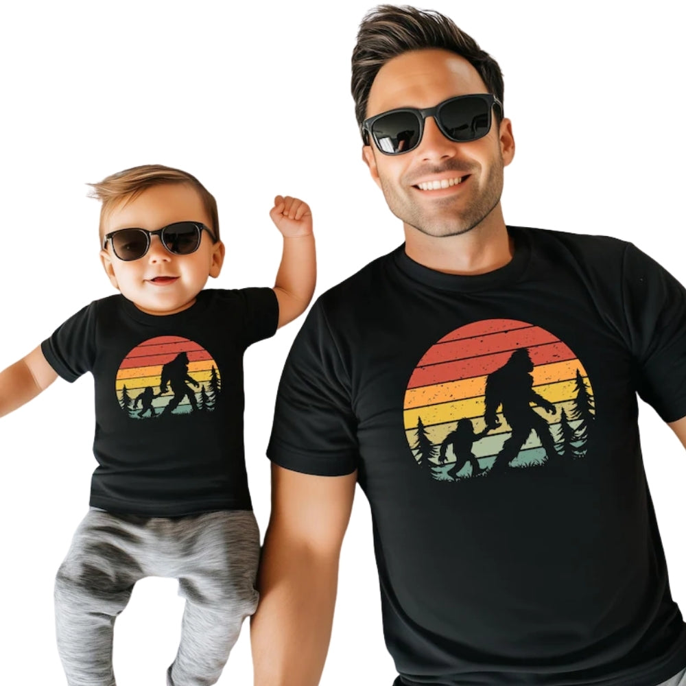 Retro Bigfoot Father And Son Matching T Shirt For Father Day, Sasquatch Bigfoot Matching Daddy Son Shirt ET0958