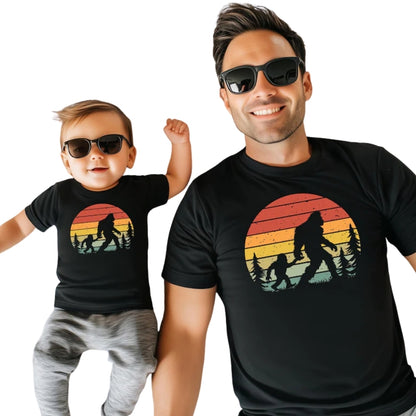 Retro Bigfoot Father And Son Matching T Shirt For Father Day, Sasquatch Bigfoot Matching Daddy Son Shirt ET0958