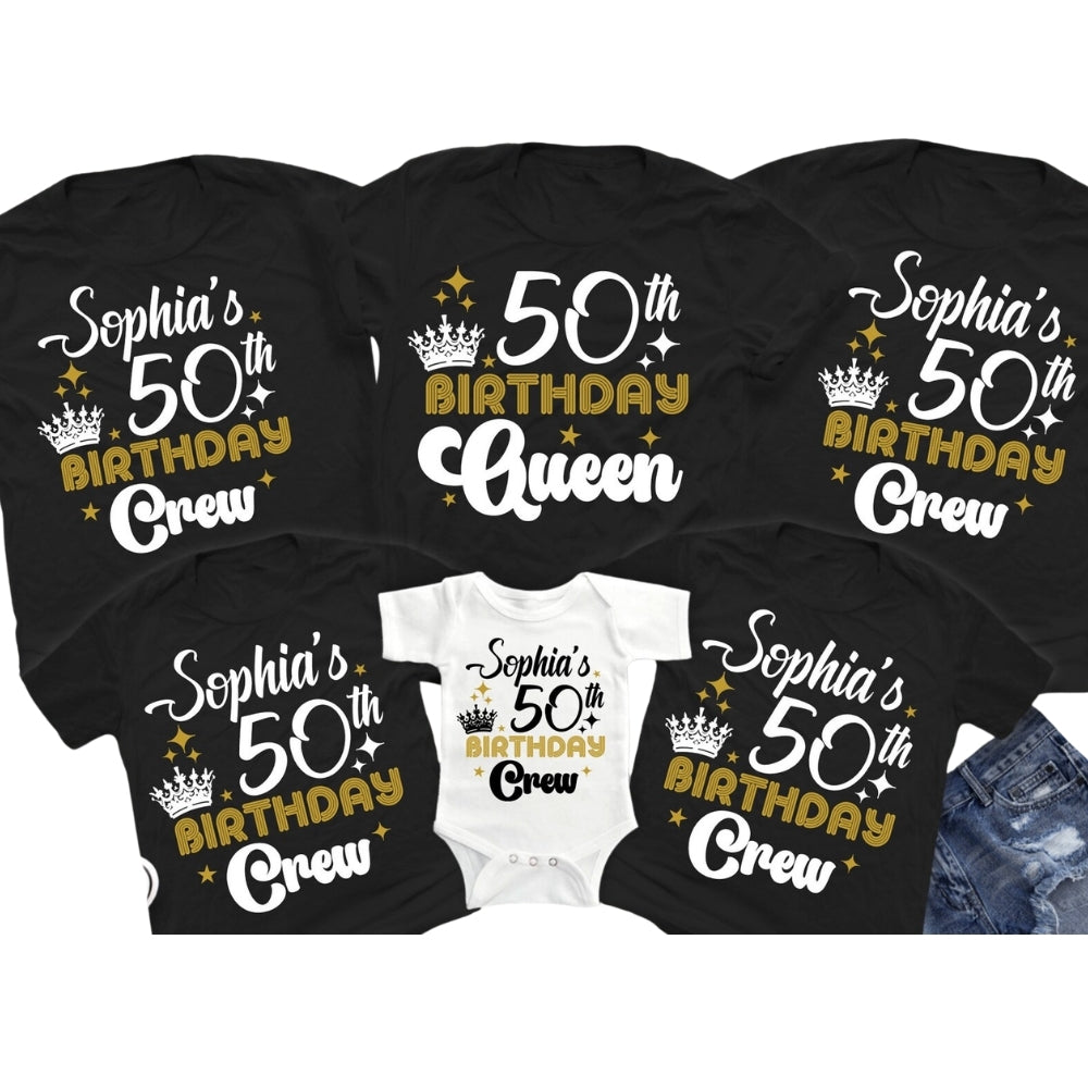 50th Birthday Queen Personalized Matching Family T Shirts, Custom 50th Birthday Matching Shirts For Family ET0410