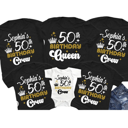 50th Birthday Queen Personalized Matching Family T Shirts, Custom 50th Birthday Matching Shirts For Family ET0410
