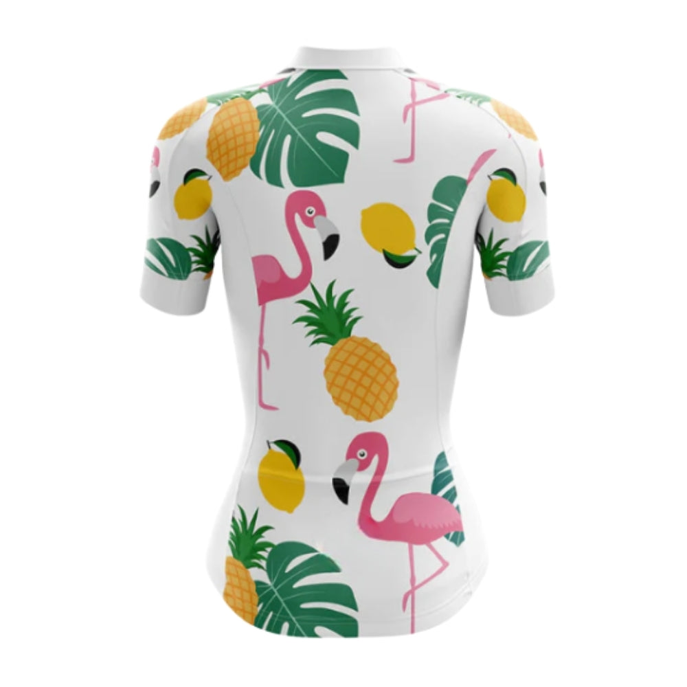 Tropical Flamingo Cycling Short Sleeve Jersey Women, Flamingo Cycling Jerseys For Ladies CZ0092