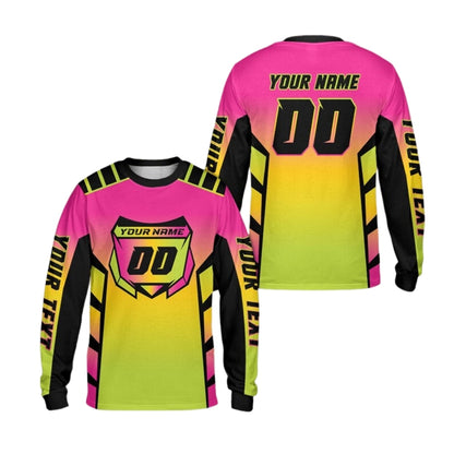 Custom Gradient Orange And Blue Motocross Long Sleeve Jersey For Men, Custom Dirt Bike Shirts With Number ME0048