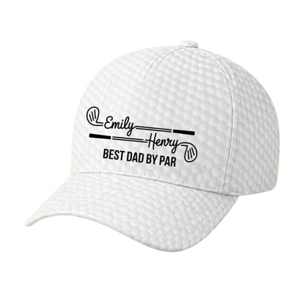 Best Dad By Par Custom Dad Nickname Golf Baseball With Kid Names, Custom Father's Day Golf Cap Hats CP0490