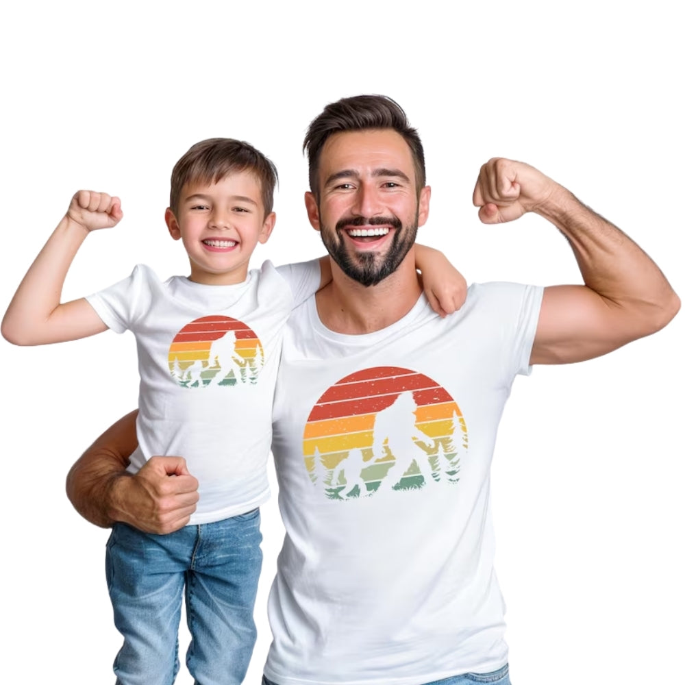 Retro Bigfoot Father And Son Matching T Shirt For Father Day, Sasquatch Bigfoot Matching Daddy Son Shirt ET0958