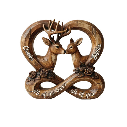 Custom Deer Couple Wedding Wooden Plaque All Of Me Loves All Of You, Custom Deer Wooden Block Wedding Anniversary WD0810