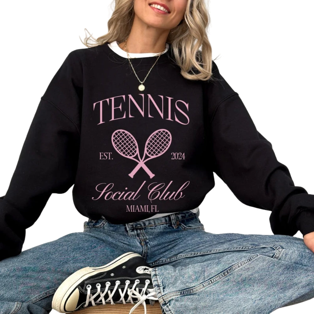 Custom Social Club Tennis Sweatshirt, Custom Tennis Sweatshirt 2D0596