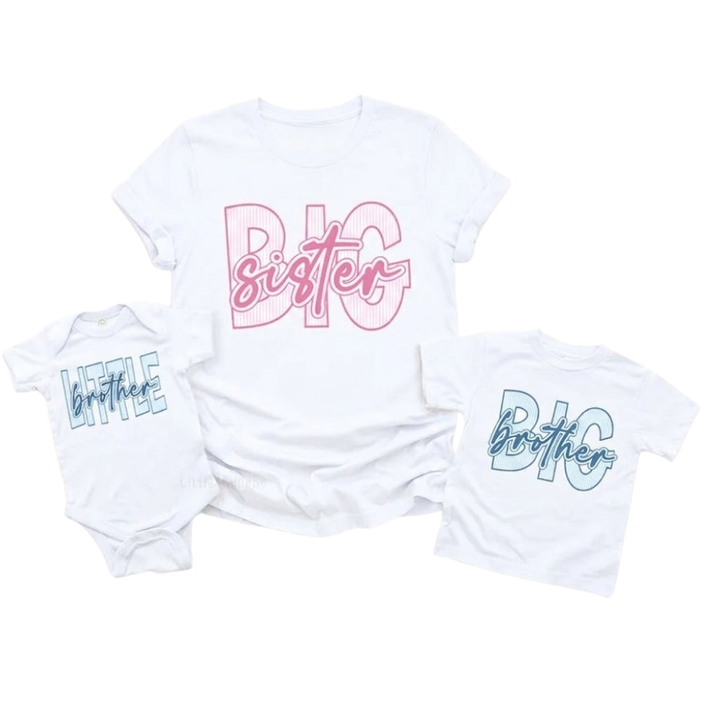 Big Brother Little Sister Matching Sibling T Shirt For Pregnancy Announcement, Matching Sibling Baby Reveal Shirts ET0810