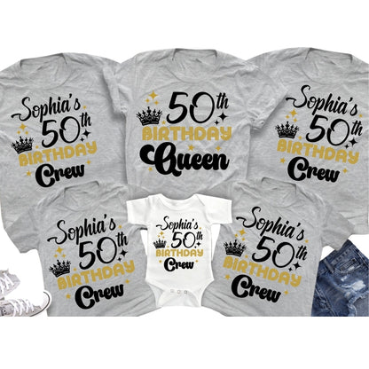 50th Birthday Queen Personalized Matching Family T Shirts, Custom 50th Birthday Matching Shirts For Family ET0410