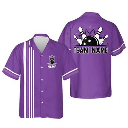 Custom Retro Navy Hawaiian Bowling Shirt With Year For Men Women, Custom Retro Bowling Team Shirts BE0135