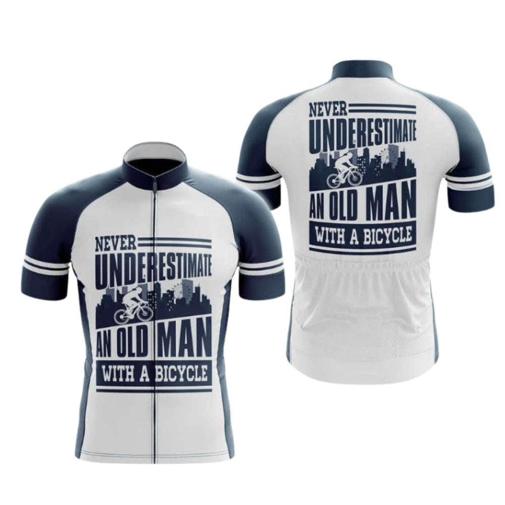 Never Underestimate An Old Man With A Bicycle Short Sleeve Cycling Jersey For Men, Funny Cycling Jerseys CG0662