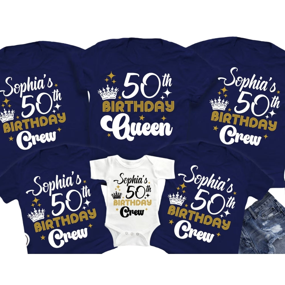 50th Birthday Queen Personalized Matching Family T Shirts, Custom 50th Birthday Matching Shirts For Family ET0410