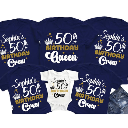 50th Birthday Queen Personalized Matching Family T Shirts, Custom 50th Birthday Matching Shirts For Family ET0410