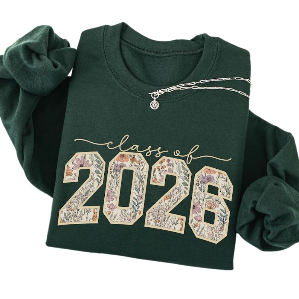 Floral Senior Class of 2026 Sweatshirt, Women's Graduation Sweatshirt 2D0369