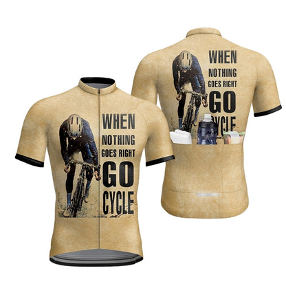 When Nothing Goes Right Go Cycle Men's Short Sleeve Cycling Jersey, Khaki Cycling Jersey For Men CZ0146