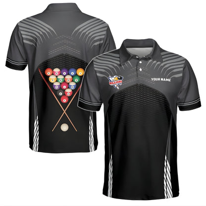 Custom Back Grey Billiard Polo Shirt For Mens, Custom Billiard Shirts BIE0026